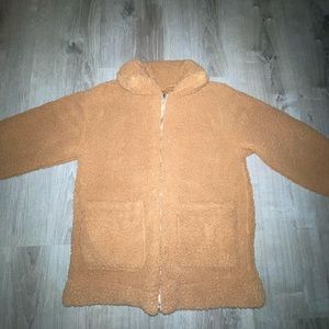 teddy bear brown sherpa zip up